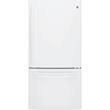 GE - 24.9 Cu. Ft. Bottom-Freezer Refrigerator - High gloss white - Larger Front