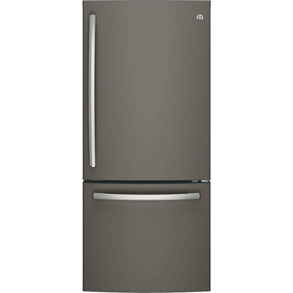 Front. GE - 21.0 Cu. Ft. Bottom-Freezer Refrigerator - Slate.