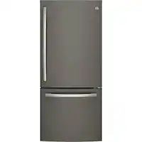 GE - 21.0 Cu. Ft. Bottom-Freezer Refrigerator with Sliding Snack Drawer - Slate - Front_Zoom