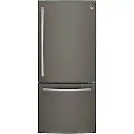 GE - 21.0 Cu. Ft. Bottom-Freezer Refrigerator with Sliding Snack Drawer - Slate