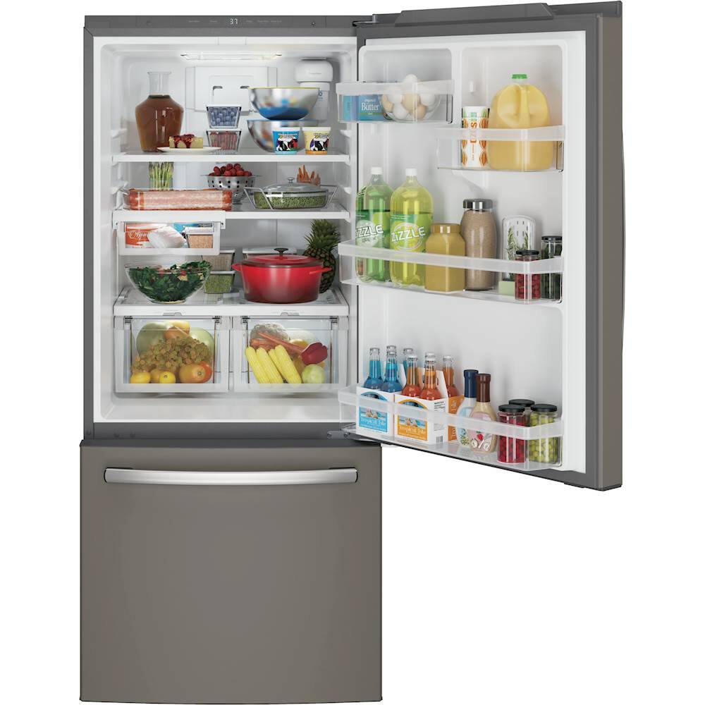 Alt View 1. GE - 21.0 Cu. Ft. Bottom-Freezer Refrigerator - Slate.