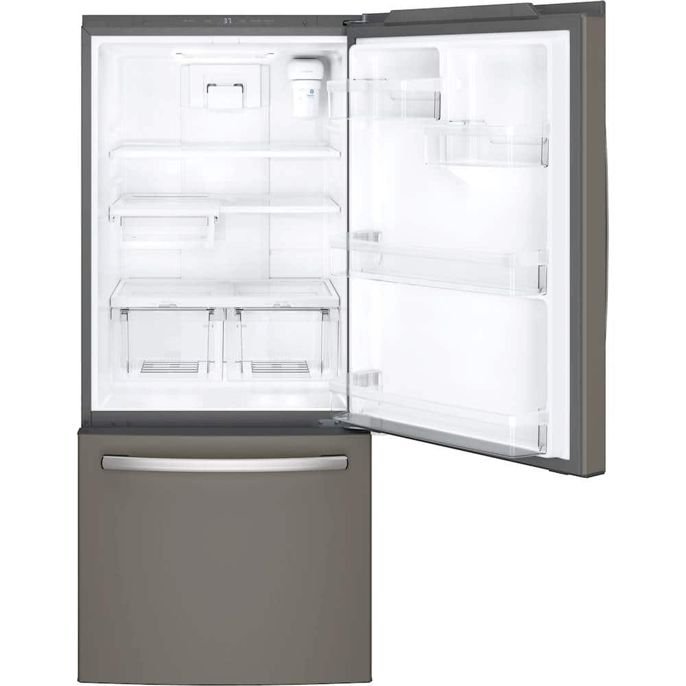 Alt View 3. GE - 21.0 Cu. Ft. Bottom-Freezer Refrigerator - Slate.