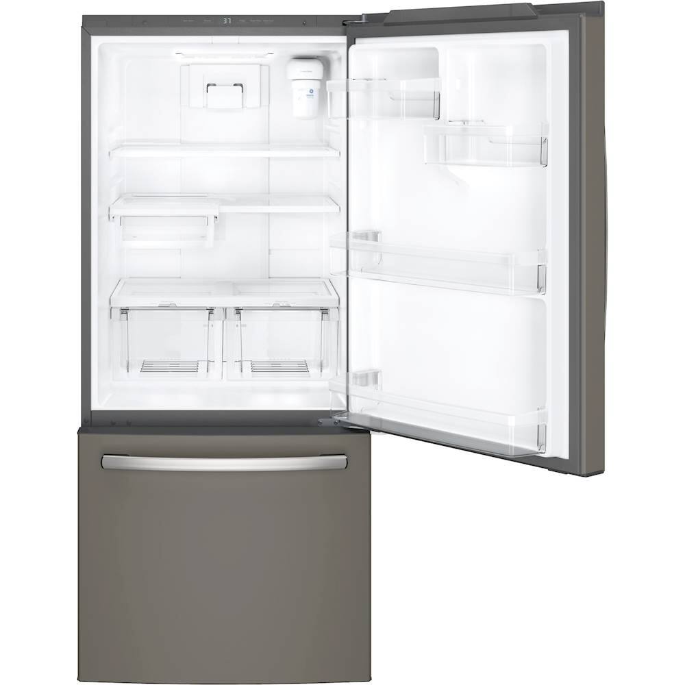 Alt View 3. GE - 21.0 Cu. Ft. Bottom-Freezer Refrigerator - Slate.