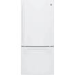 GE - 20.9 Cu. Ft. Bottom-Freezer Refrigerator - High gloss white - Larger Front