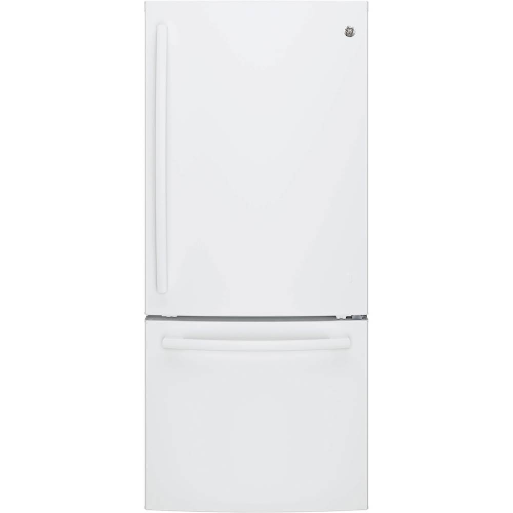 GE - 20.9 Cu. Ft. Bottom-Freezer Refrigerator - High gloss white