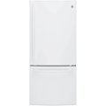 Front Zoom. GE - 21.0 Cu. Ft. Bottom-Freezer Refrigerator - High gloss white.