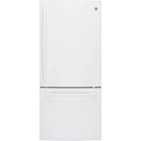 GE - 20.9 Cu. Ft. Bottom-Freezer Refrigerator - High gloss white - Front_Zoom