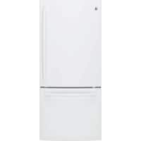 GE - 21.0 Cu. Ft. Bottom-Freezer Refrigerator - High Gloss White - Front_Zoom