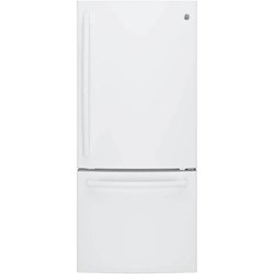GE - 21.0 Cu. Ft. Bottom-Freezer Refrigerator - High Gloss White - Front_Zoom