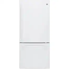 GE - 21.0 Cu. Ft. Bottom-Freezer Refrigerator with LED Internal Lighting - High Gloss White