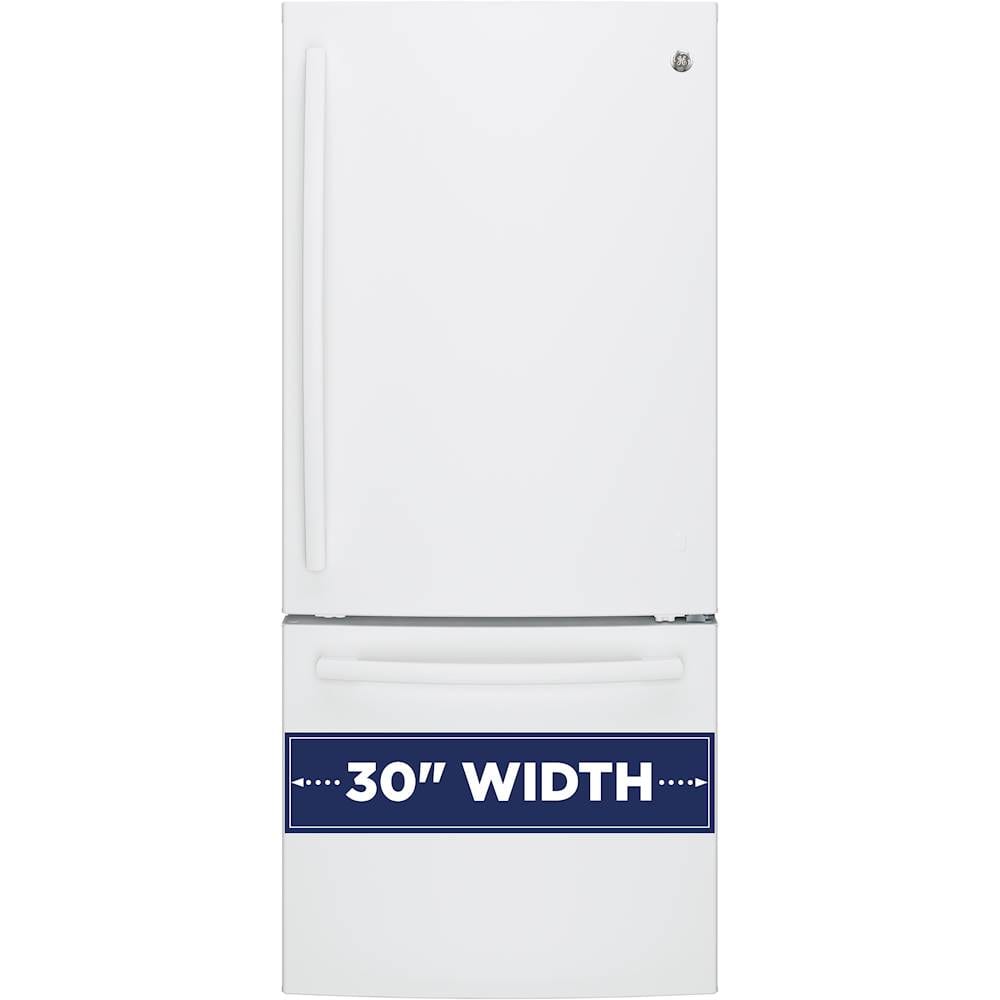 Alt View 2. GE - 21.0 Cu. Ft. Bottom-Freezer Refrigerator - High Gloss White.
