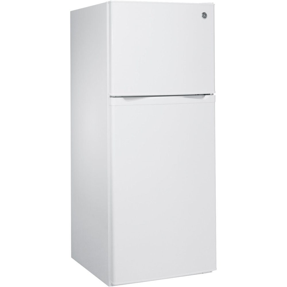 Left View: GE - 17.5 Cu. Ft. Top-Freezer Refrigerator - Stainless steel