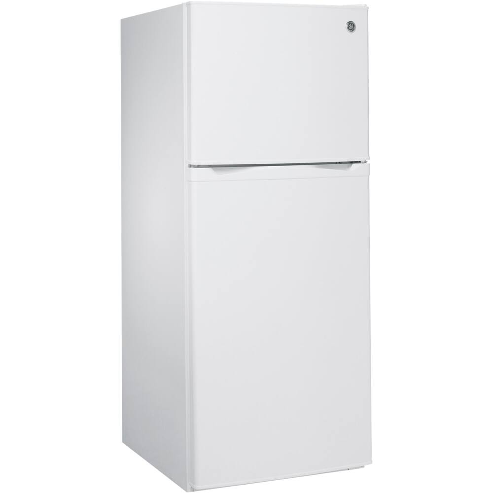 Left. GE - 11.6 Cu. Ft. Top-Freezer Refrigerator - White.