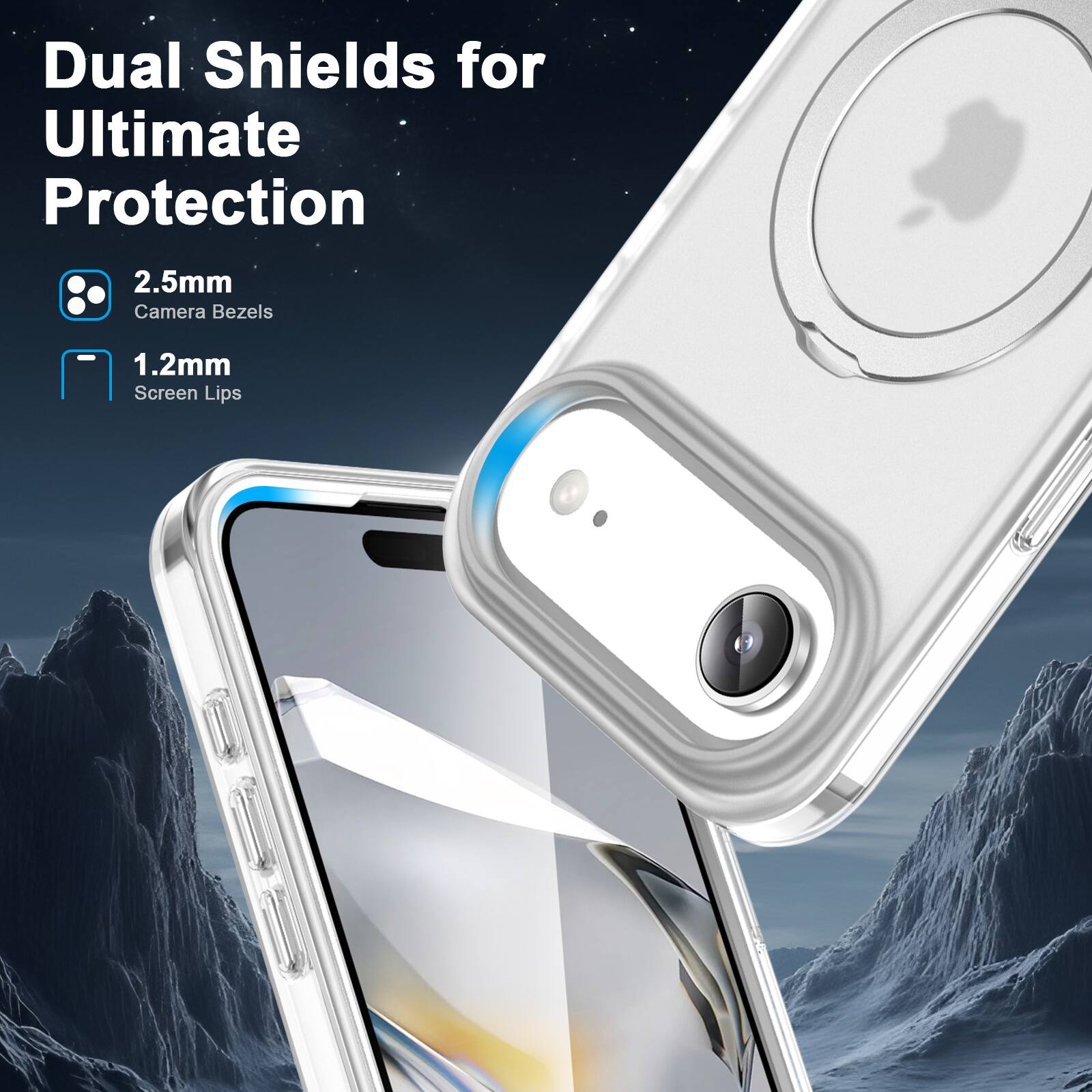 Dual Shields for Ultimate Protection

2.5mm Camera Bezels

1.2mm Screen Lips
