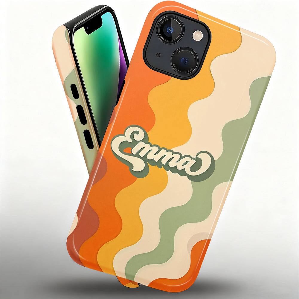 Alt View 1. Finnhomy - Smartphone Case for iPhone 14 Plus - Retro Name Wave Design 2 Layer Military Protection Anti Slip Grip - Retro Name Wave for iPhone 14 Plus.