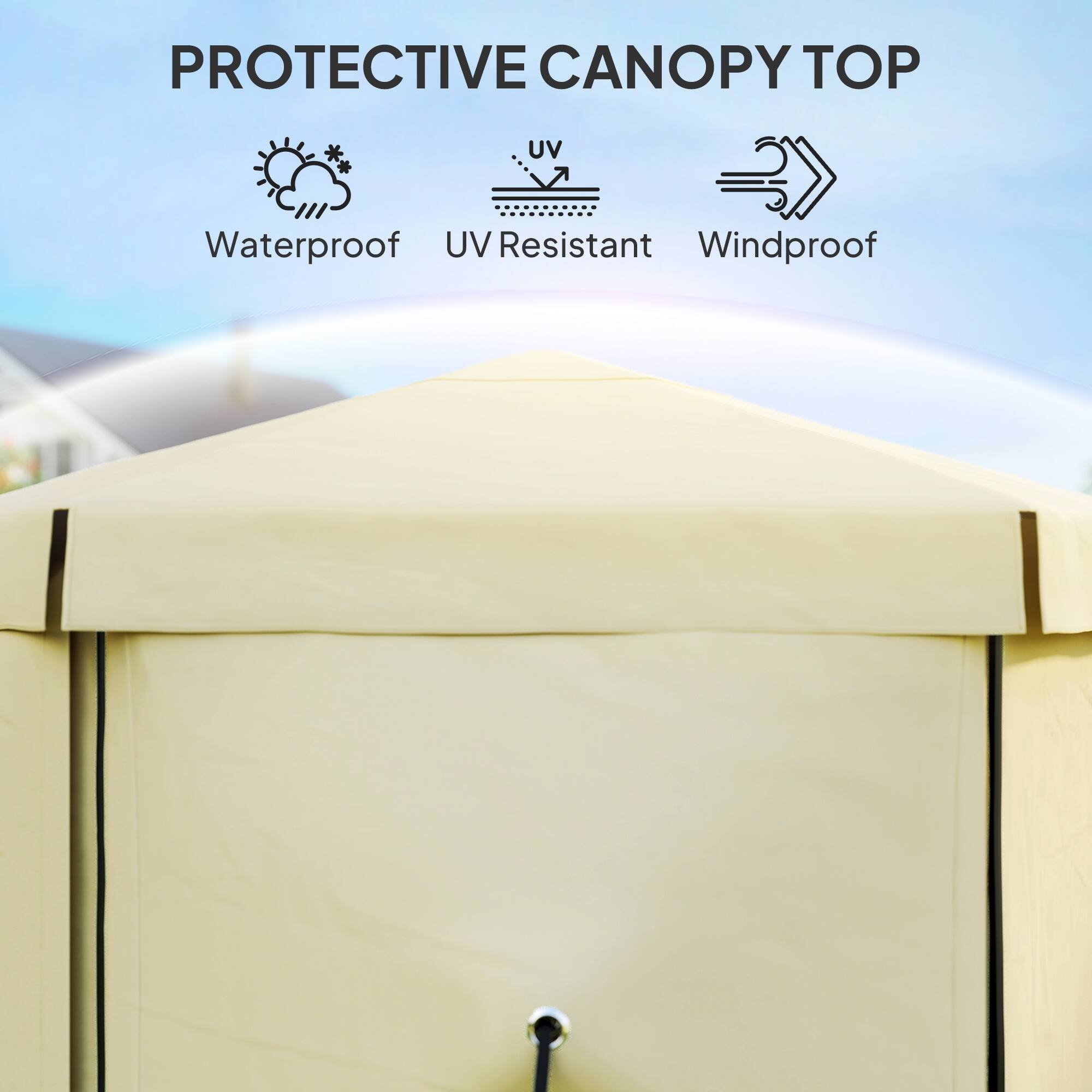 PROTECTIVE CANOPY TOP

- Waterproof
- UV Resistant
- Windproof