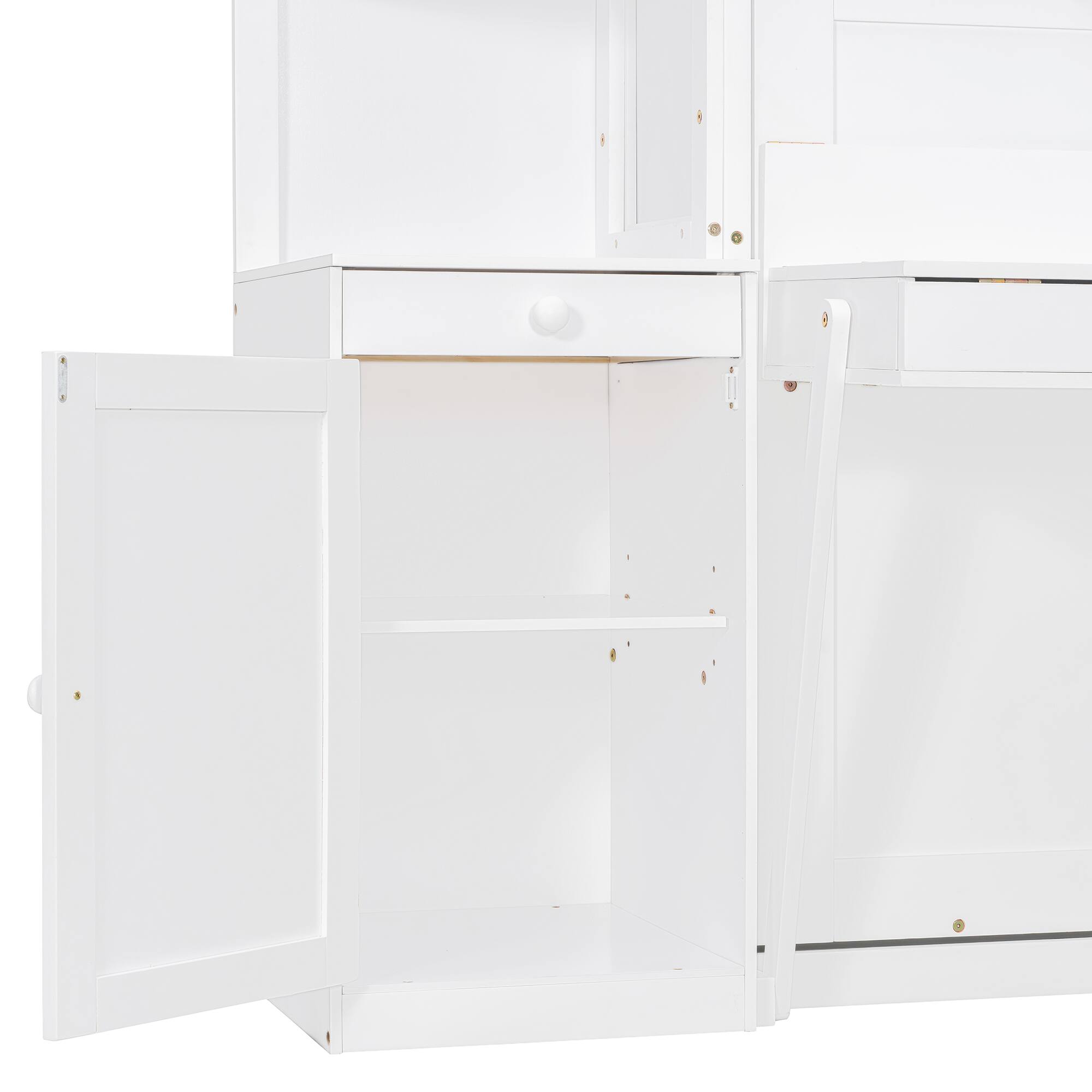 Alt View 8. Anysun - Queen Murphy Bed with Desk, Storage Shelves and Cabinets, Hidden Wall Bed for Space-Saving Home Office - White.