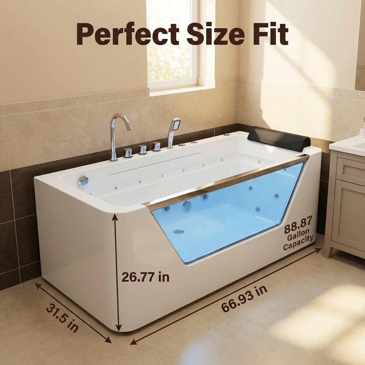Perfect Size Fit

31.5 in  
26.77 in  
88.87 Gallon Capacity in 66.93