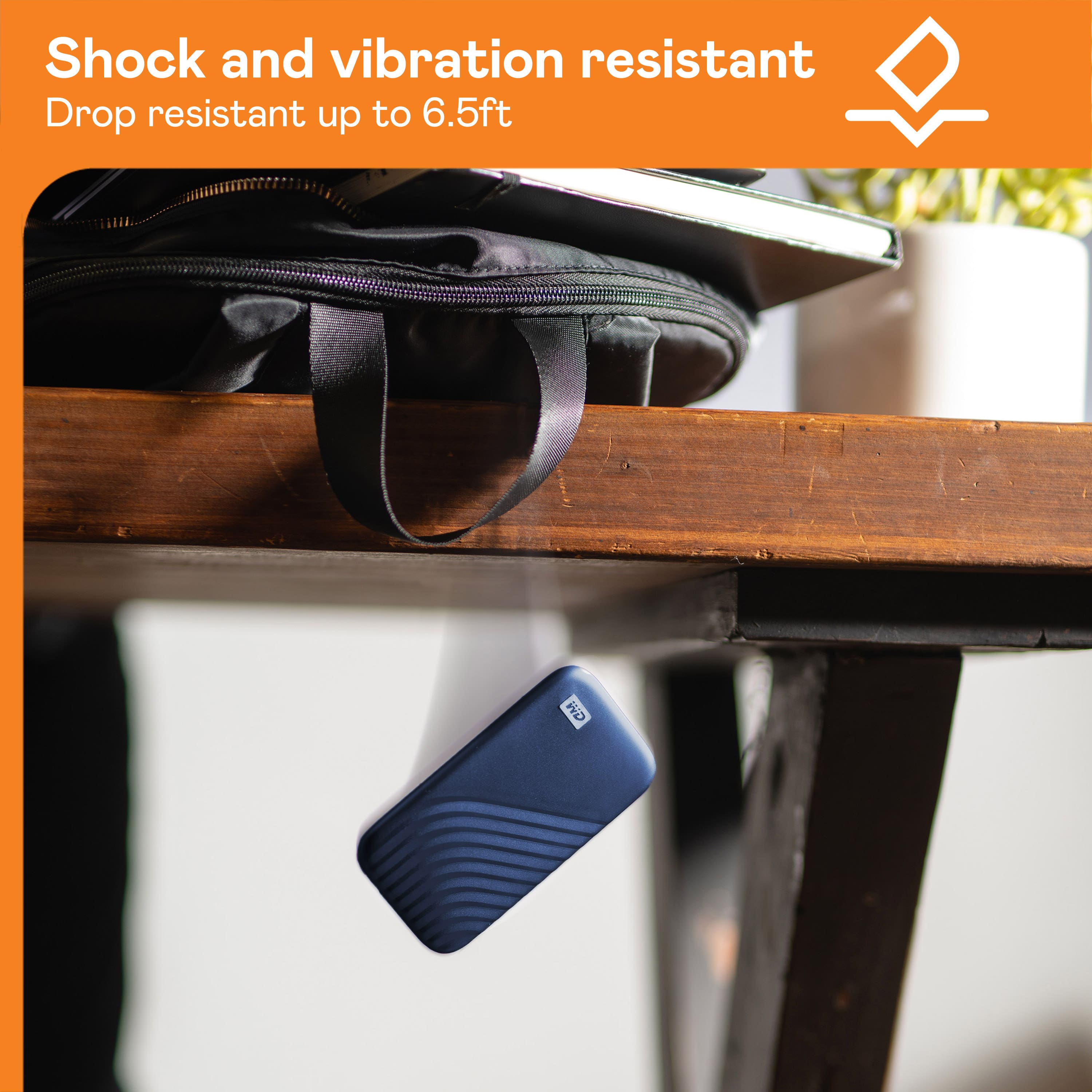 Shock and vibration resistant: Drop resistant up to 6.5 ft.