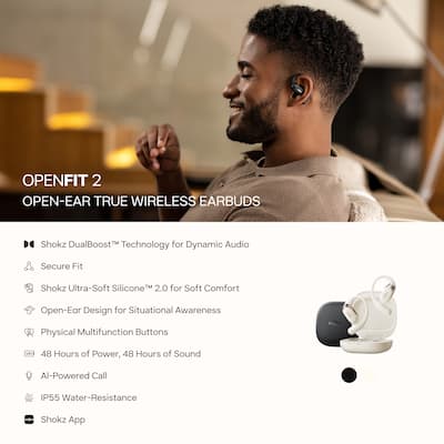 Shokz OpenFit 2 Open Ear True Wireless Earbuds Beige T920-ST-BG-US Shokz OpenFit 2 Open Ear True Wireless Earbuds Beige T920-ST-BG-US