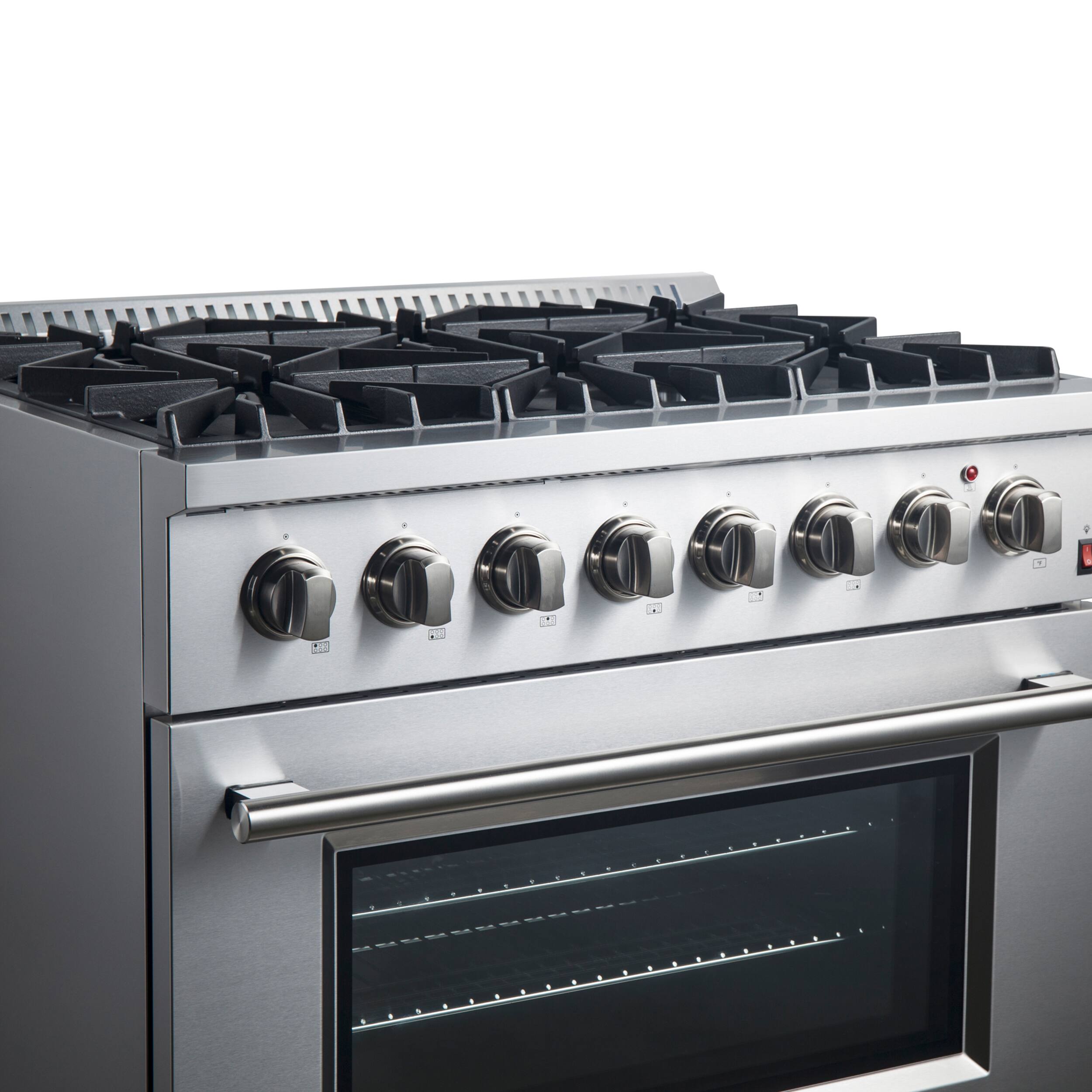 Alt View 9. Forno Appliances - Marco 5.36 Cu. Ft. Freestanding Dual Fuel Convection Range with Dual Ring Burner - Silver.
