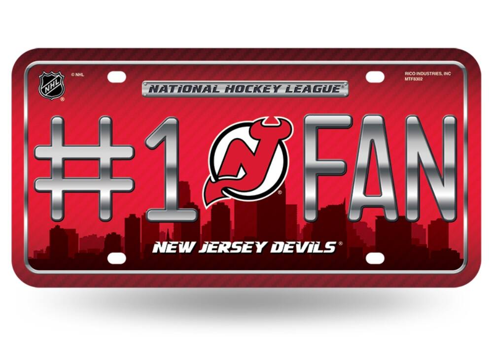 New Jersey Devils #1 Fan Metal License Plate Tag - Number One! Let's Go!!