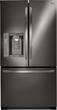 LG - 24.1 Cu. Ft. French Door Refrigerator - Black stainless steel - Larger Front