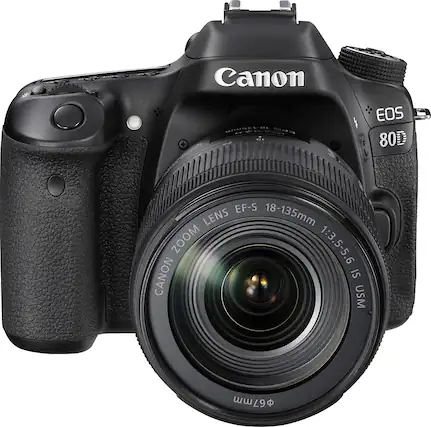 Front. Canon - EOS 80D DSLR Camera with 18-135mm IS USM Lens - Black.