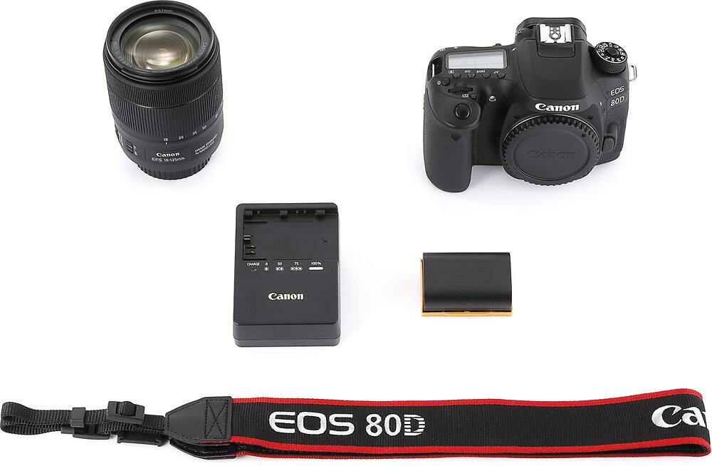 Canon EOS 80D DSLR Camera with 18 135mm IS USM Lens Black 1263C006 