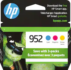 Front. HP - 952 3-pack Standard Capacity Ink Cartridges - Cyan/Magenta/Yellow.
