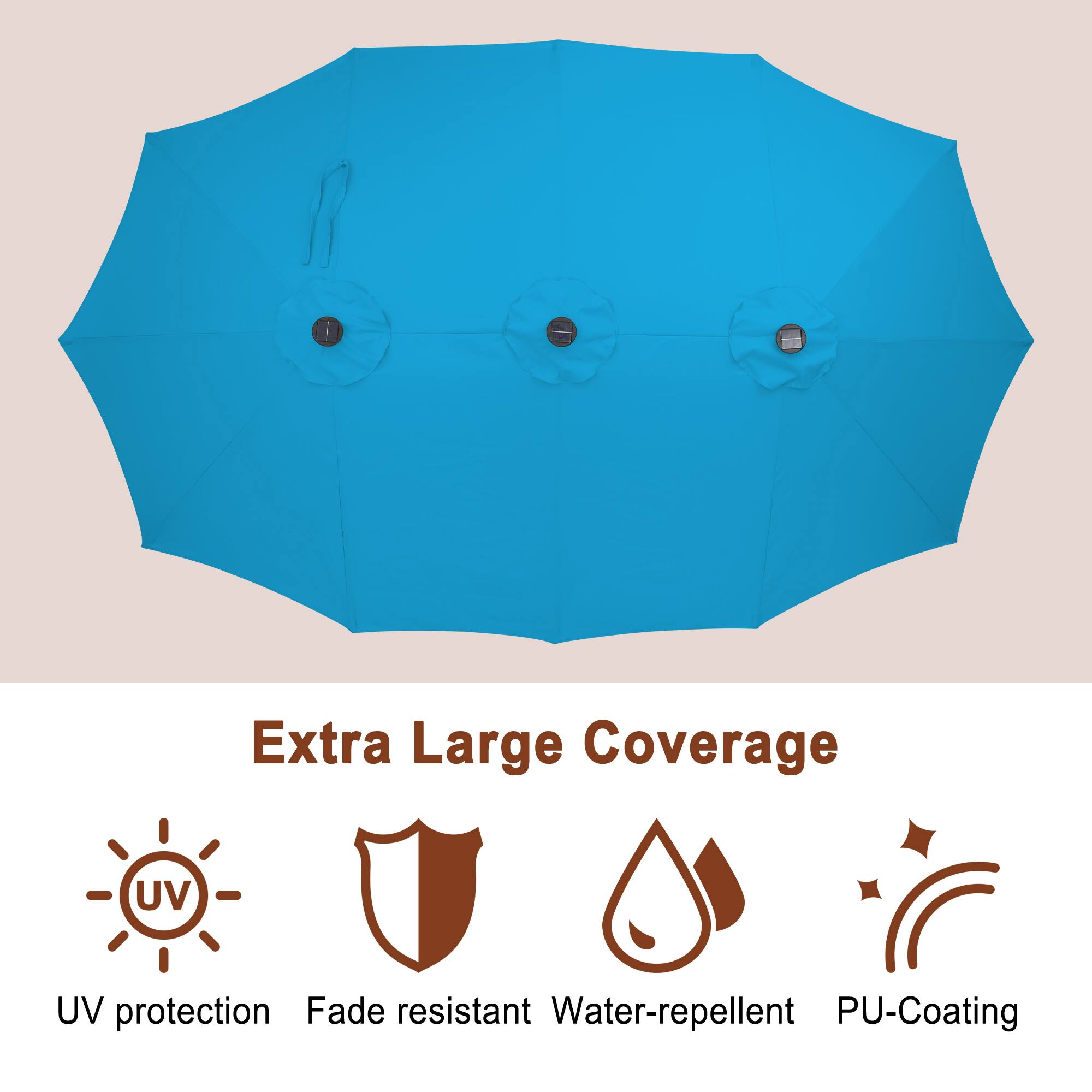 Extra Large Coverage  
UV protection  
Fade resistant  
Water-repellent  
PU-Coating