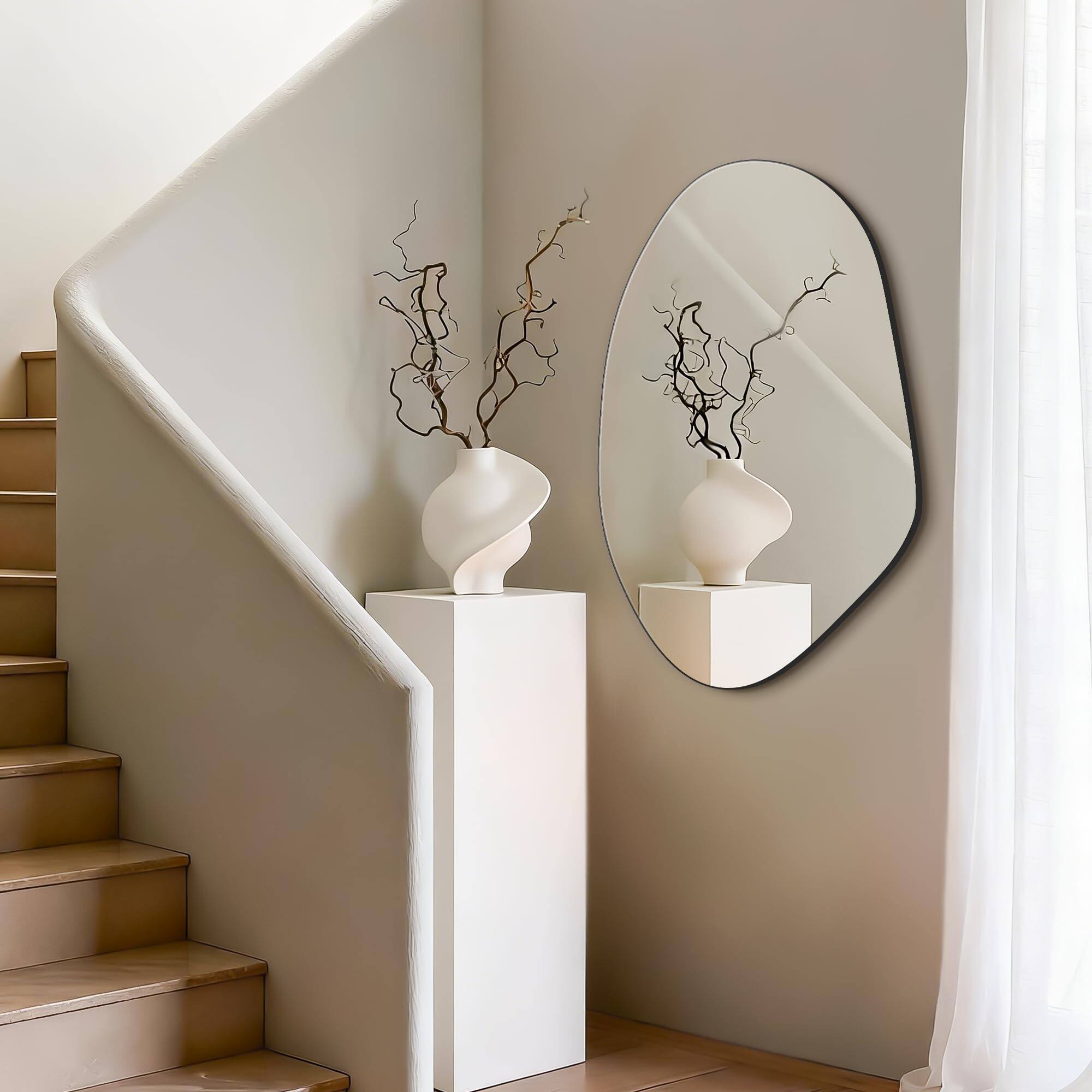 Alt View 4. Dapper Styles - Irregular Asymmetrical Wall Mirror 32 X 19 Modern Decorative For Entryway Bathroom Bedroom Living Room Dining - Frameless-32"L x 21"W.