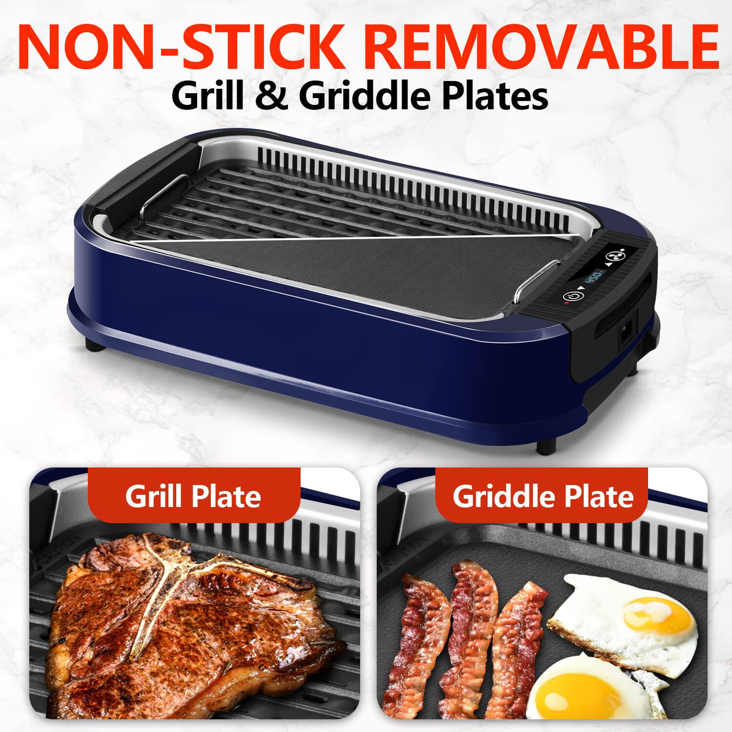 NON-STICK REMOVABLE  
Grill & Griddle Plates  

Grill Plate  

Griddle Plate