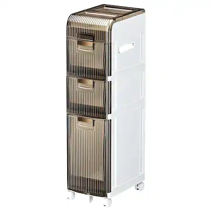 Front. FC Design - Fc Design Bathroom Storage Cabinet Organizer With Toilet Paper Holder And Rolling Wheels - White.