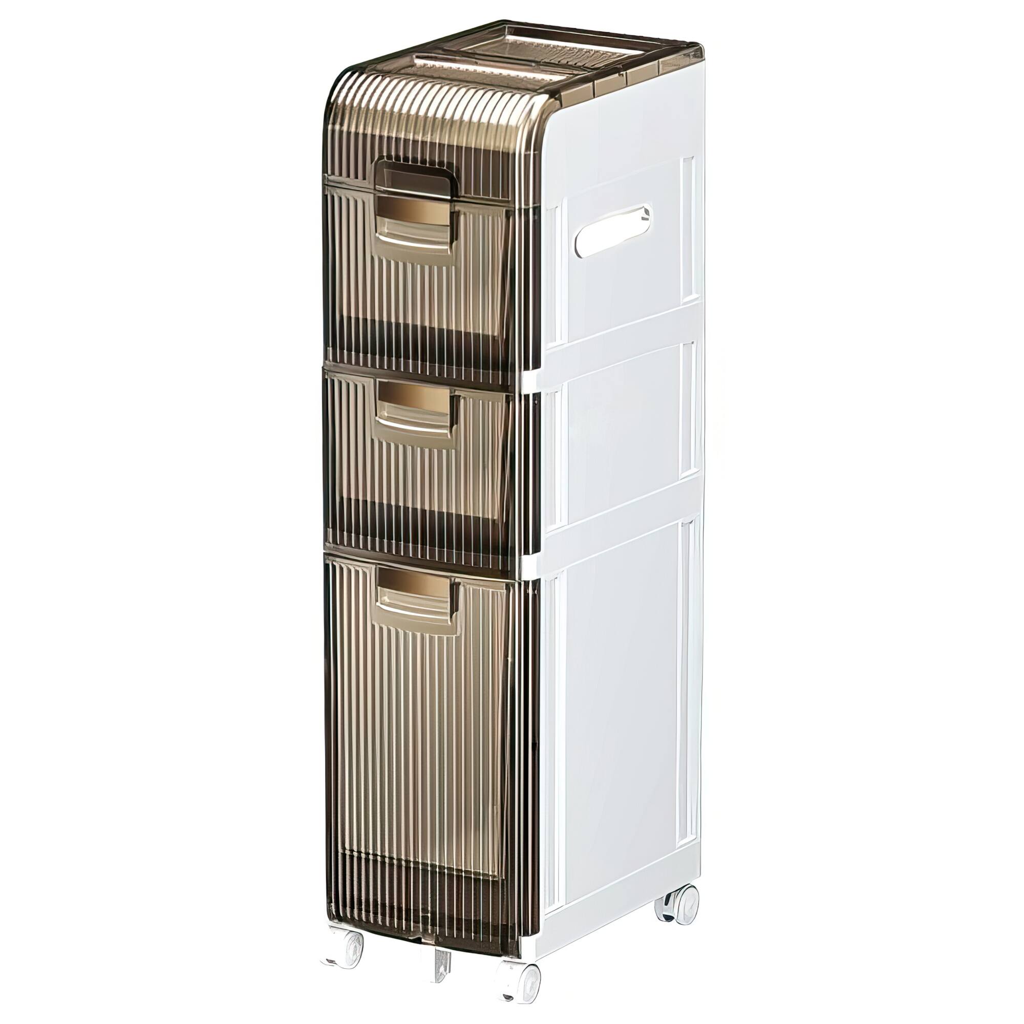 Front. FC Design - Fc Design Bathroom Storage Cabinet Organizer With Toilet Paper Holder And Rolling Wheels - White.