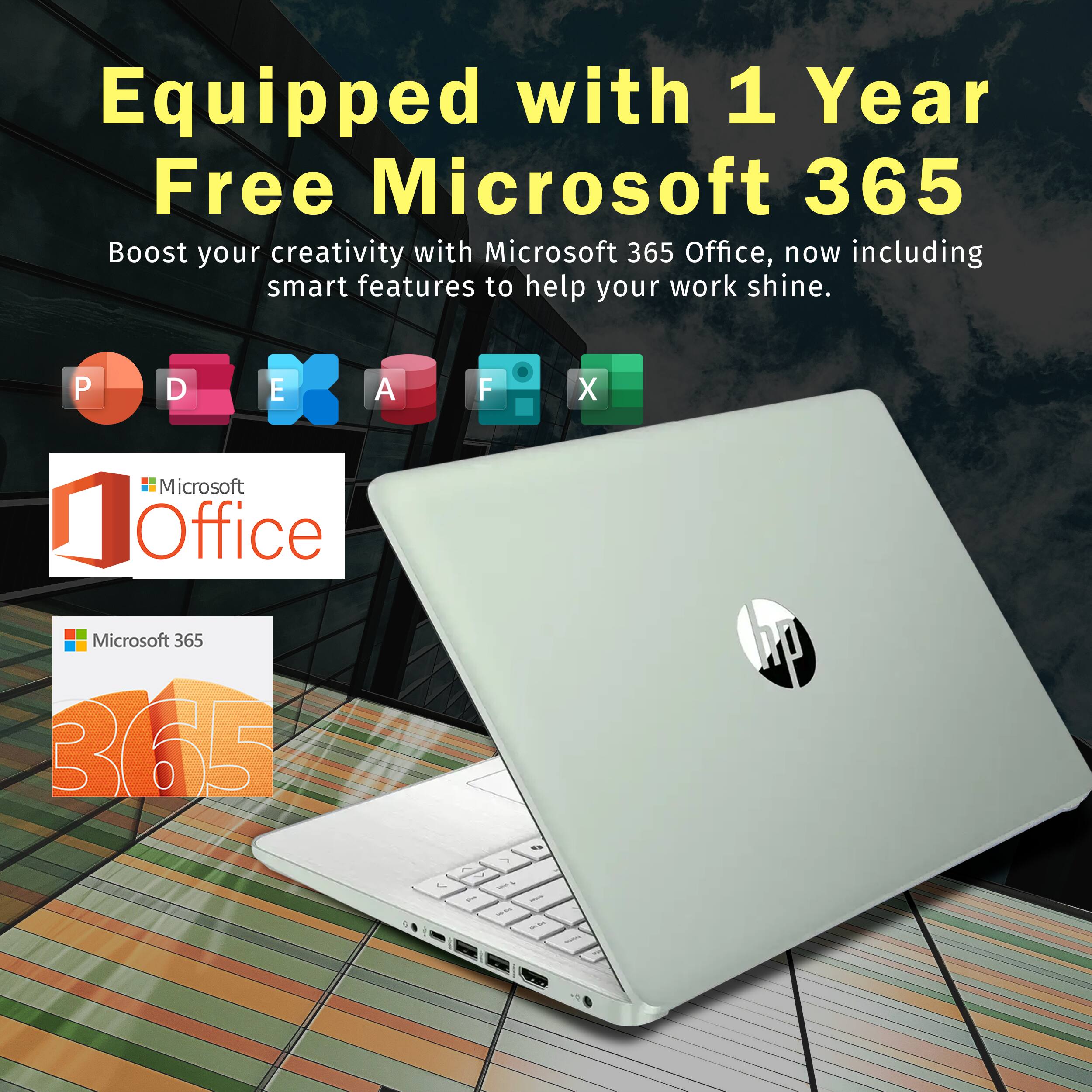 Equipped with 1 Year Free Microsoft 365, Boost your creativity with Microsoft 365 Office, now including smart features to help your work shine. P D E A F X Microsoft Office Microsoft 365 365