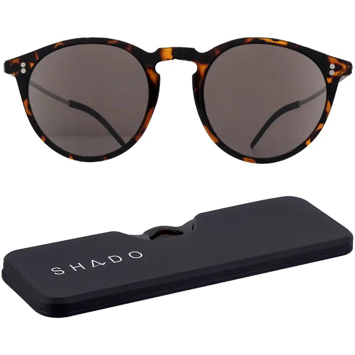 Front. ThinOptics - ThinOptics Los Altos Round Sunglasses with Case - Shiny Tortoise/Brown - Shiny Tortoise/Brown.