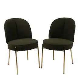 Boyel Living - Teddy Fabric Dinning Chair in Army with Adjustable Foot Nails (Set of 2) - Green