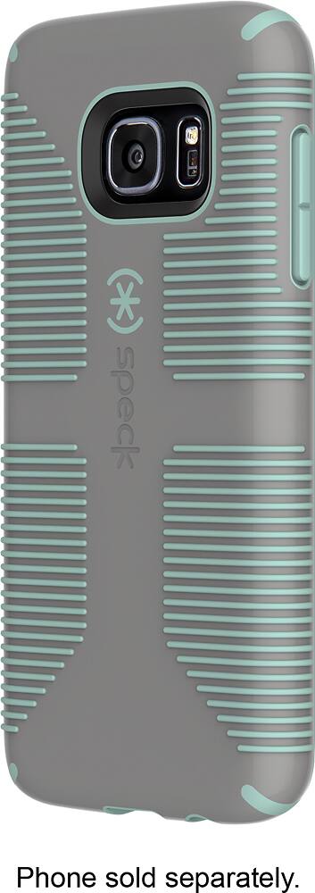 Front. Speck - CandyShell Grip Case for Samsung Galaxy S7 Cell Phones - Sand Grey/Aloe Green.