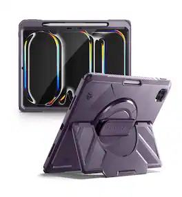 Dexnor - Rugged Case for iPad Pro 13 inch M5 2025/M4 2024 with 360° Rotating Hand Strap, Screen Protector, Pencil Holder - Phantom Purple