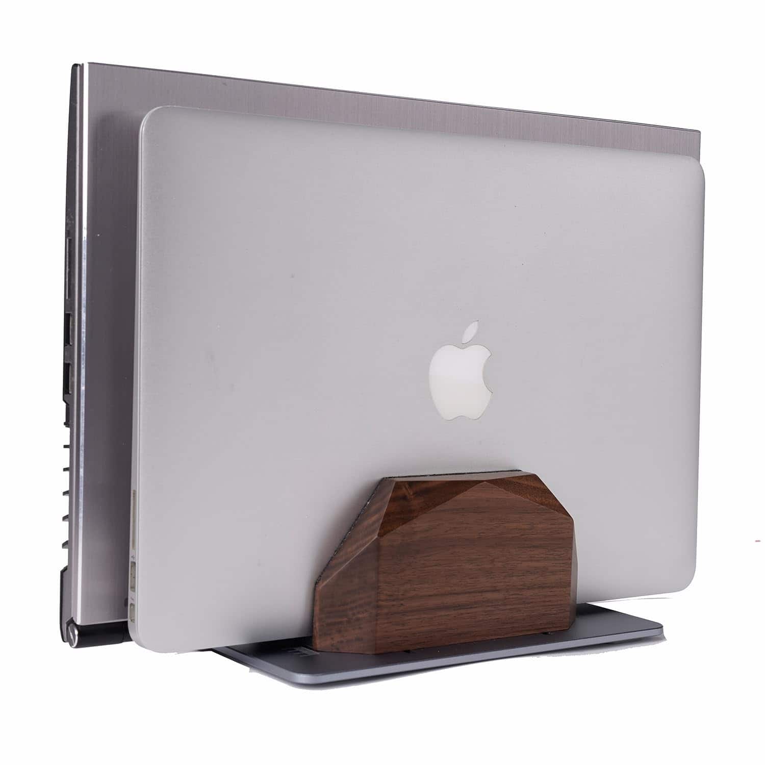 Cedar Assembly - Vertical Laptop Stand For Desk Dual Slot Wood Holder To Dock Macbook Pro And Gaming Laptops Solid Walnut - Default