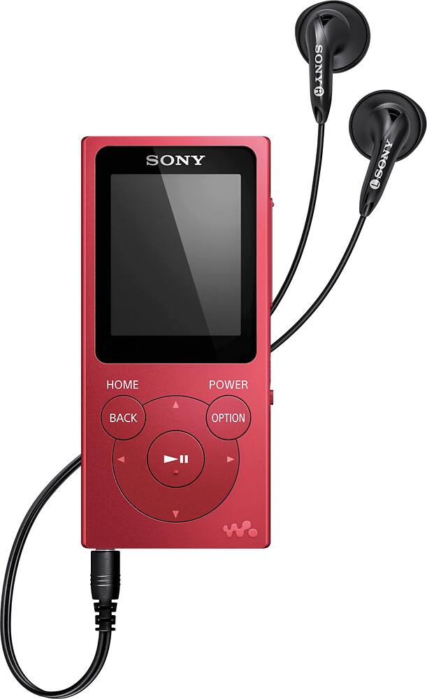 Angle. Sony - Walkman NW-E395 16GB* MP3 Player - Red.