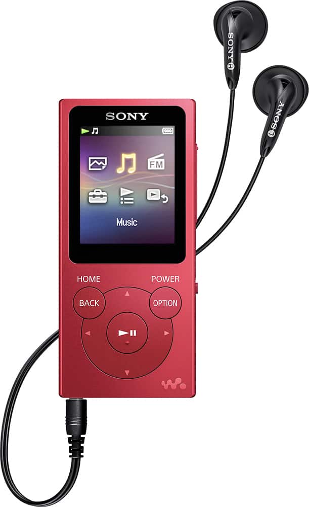 Front. Sony - Walkman NW-E395 16GB* MP3 Player - Red.