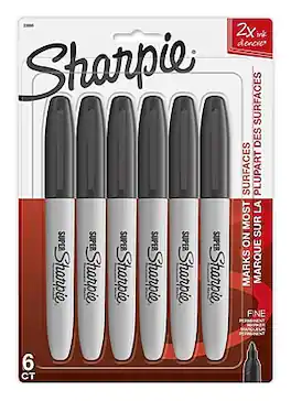 Sharpie - Super Permanent Markers, Fine Tip, 6/Pack - Black