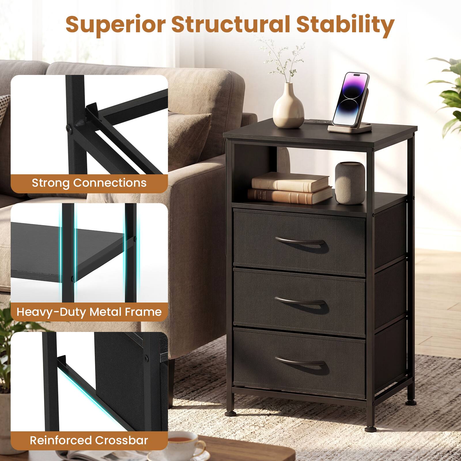 Superior Structural Stability

- Strong Connections
- Heavy-Duty Metal Frame
- Reinforced Crossbar