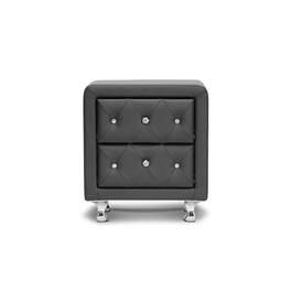 Baxton Studio - Stella Crystal Tufted Upholstered Modern Nightstand - Black