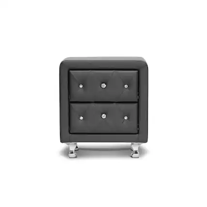 Front. Baxton Studio - Stella Crystal Tufted Upholstered Modern Nightstand - Black.
