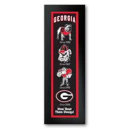 Sporticulture - Georgia Bulldogs Framed 12" x 36" Logo Heritage Art Print - Multicolor