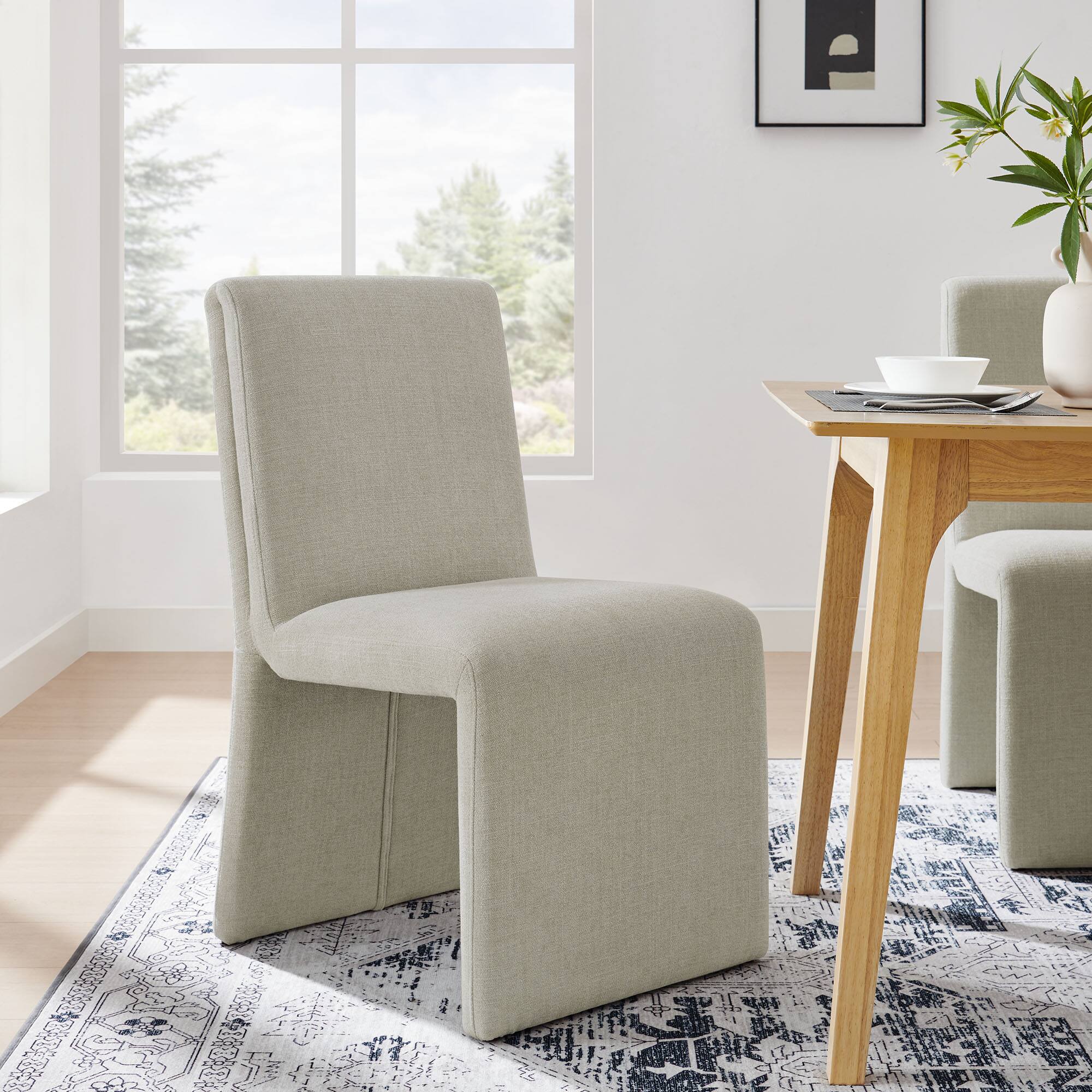 Alt View 4. Modway - Emory Fabric Upholstered Dining Side Chair by Modway - Brown.