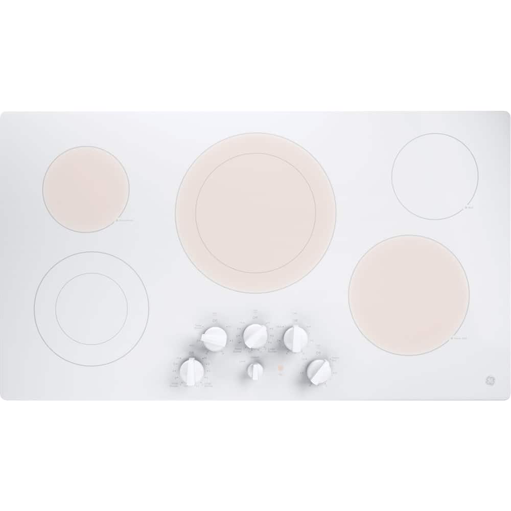 GE - 36" Electric Cooktop - White on white - Larger Front